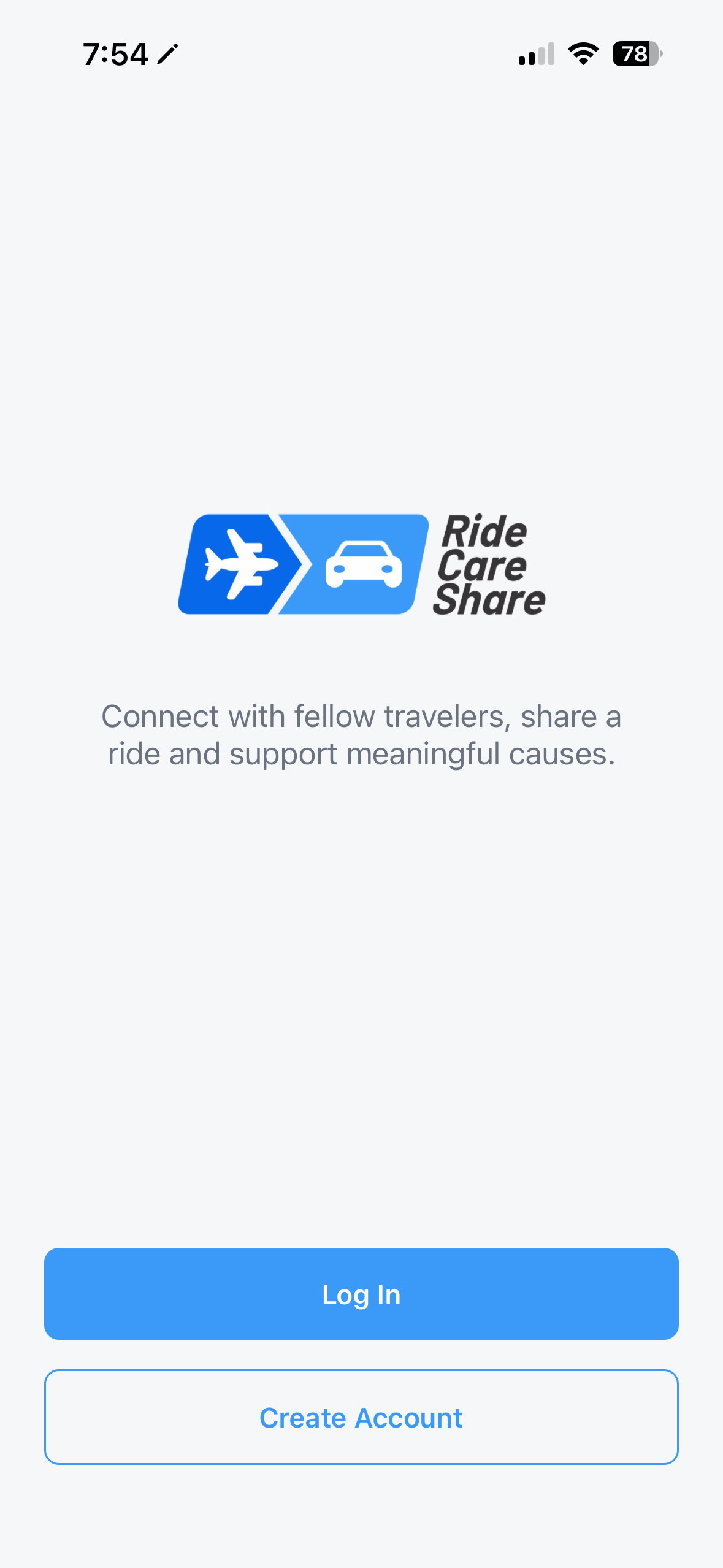 RideCareShare App - Sign Up